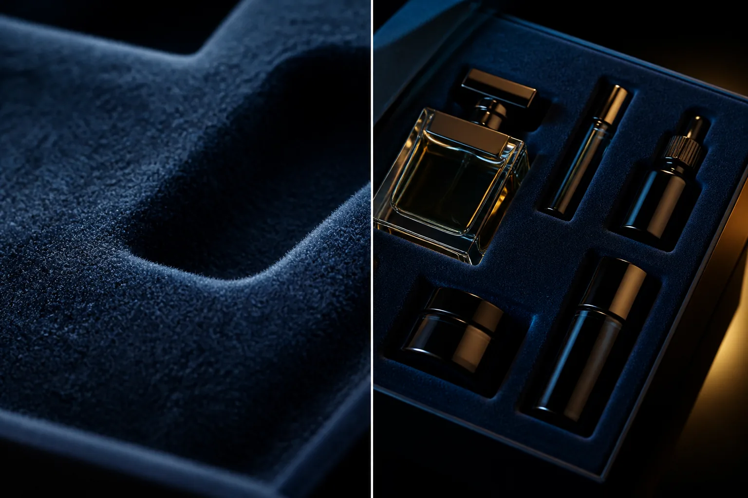 Premium flocked tray material detail